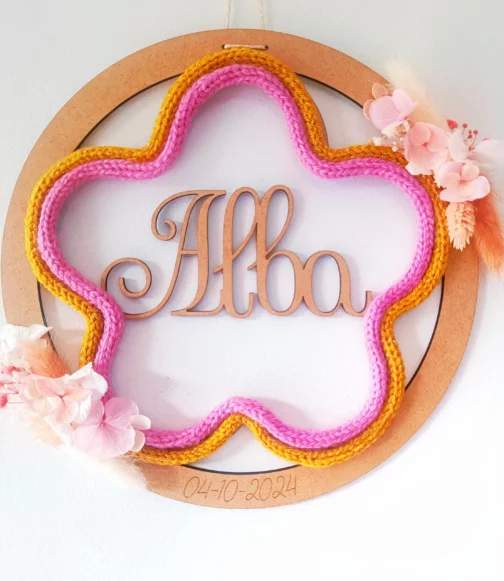 Décoration Murale Personnalisée Bébé - Fleurs Stabilisées