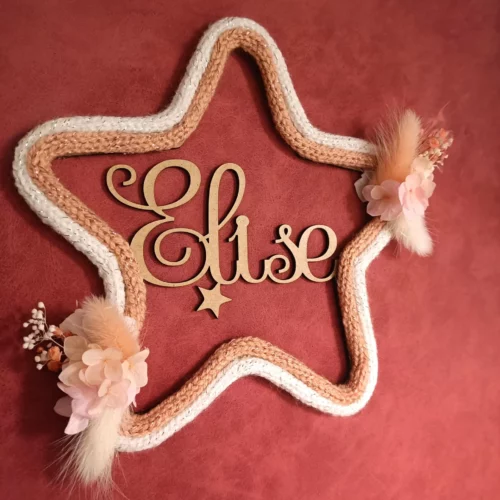 Décoration Murale Étoile Fleurs Stabilisées – Chambre Enfant