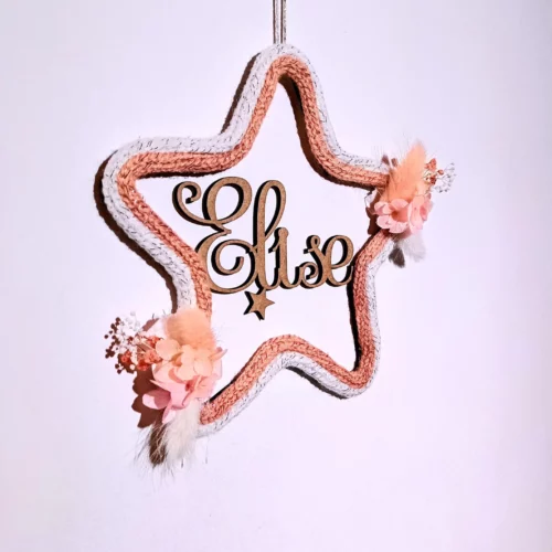 Décoration Murale Étoile Fleurs Stabilisées – Chambre Enfant