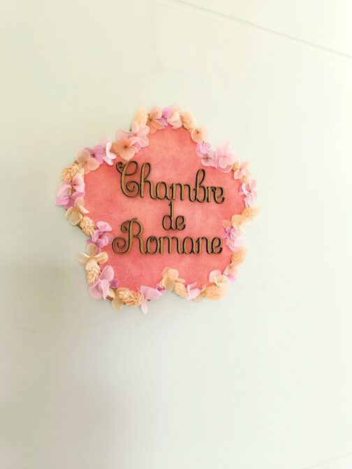 Plaque de porte  Personnalisée Prénom -  Fleurs Stabilisées – Image 3