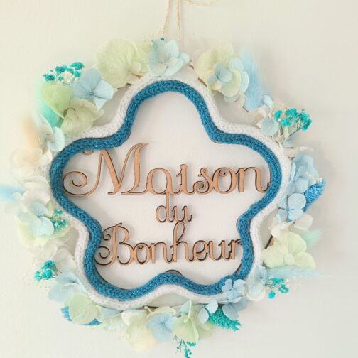 Décoration murale Maison du Bonheur /Bleu-vert
